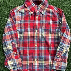Ralph Lauren Red and Blue Plaid Kids Button Down Shirt